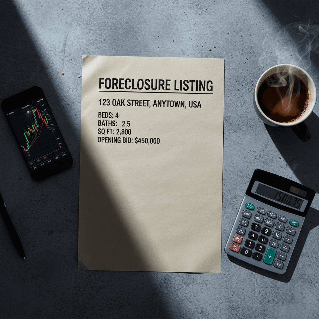 Foreclosure property listing with investment research tools